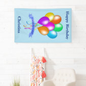 ハッピーバースデー明房カラフル風船 横断幕 (インサイチュ)