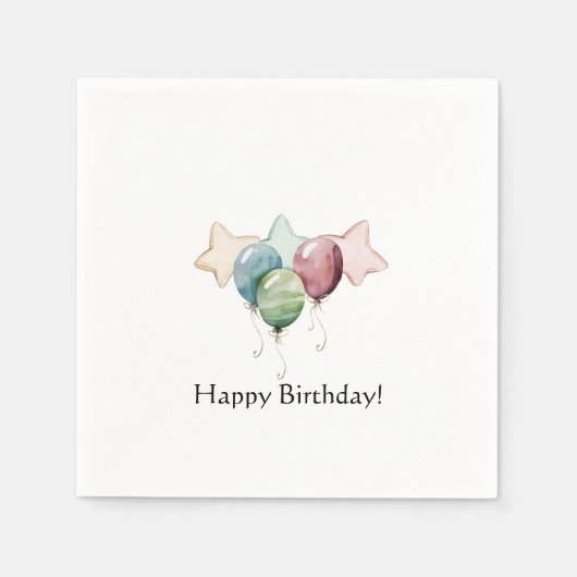ハッピーバースデー星と風船 スタンダードカクテルナプキン (正面)
