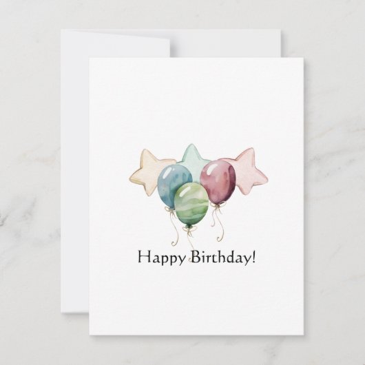 ハッピーバースデー星と風船 ノートカード (正面)