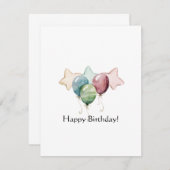 ハッピーバースデー星と風船 ノートカード (正面/裏面)