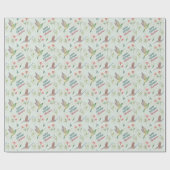 ハッピーバースデー春の花とハミングバード ラッピングペーパー (フラット)