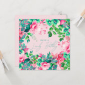 ハッピーバースデー春サマーガーデンフローラ赤面 カード (正面/裏面インサイチュ)