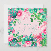ハッピーバースデー春サマーガーデンフローラ赤面 カード (正面)