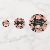 ハッピーバースデー春ピーチフラワーズガーデンパターン コンフェッティ (正面)