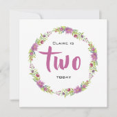 ハッピーバースデー春花リース – 名前と年齢 招待状 (正面)