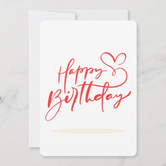 ハッピーバースデー書とハートデザイン 招待状 (正面)
