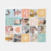 ハッピーバースデー最高のおばあちゃんのコラージュレトロ フリースブランケット (正面(横))