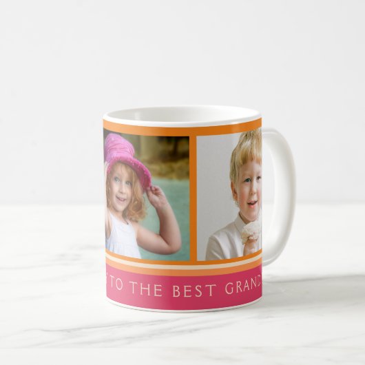 ハッピーバースデー最高のおばあちゃんの写真コラージュマグ コーヒーマグカップ (正面右)
