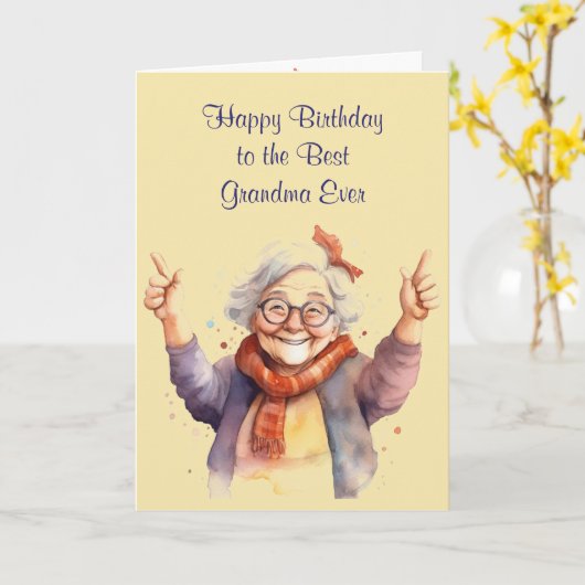 ハッピーバースデー最高のおばあちゃんエバーおもしろい カード (黄色い花)