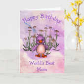 ハッピーバースデー最高のお母さん可愛いバードカード カード (黄色い花)