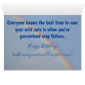 ハッピーバースデー最高のの野生のオート麦の播種の時間 (内部横(下))