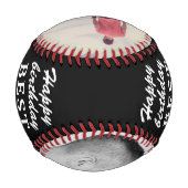 ハッピーバースデー最高のパパエバーフォトコラージュ 野球ボール (裏面)