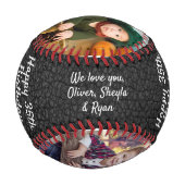 ハッピーバースデー最高のパパブラックレザー3写真 野球ボール (裏面)