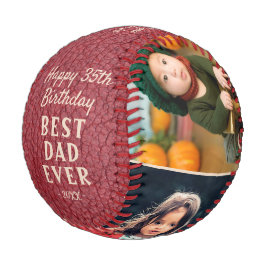 ハッピーバースデー最高のパパレッドレザー3写真 野球ボール