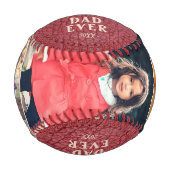 ハッピーバースデー最高のパパレッドレザー3写真 野球ボール (正面)