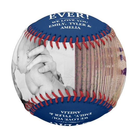 ハッピーバースデー最高のパパEver 2フォトコラージュ 野球ボール (正面)