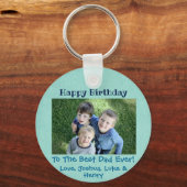 ハッピーバースデー最高のパパEver 3子供カスタム写真 キーホルダー (正面)