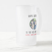 ハッピーバースデー最高のパパEver Kids写真 フロストグラスビールジョッキ (正面右)