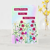 ハッピーバースデー最高のフレンド、フローラ水色 カード (黄色い花)