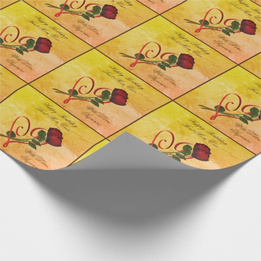 ハッピーバースデー最高のマムレッドローズパーソナライズされた ラッピングペーパー (角)