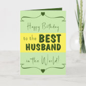 ハッピーバースデー最高の夫の緑（黄） カード (正面)
