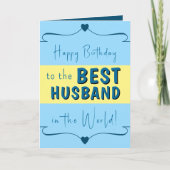 ハッピーバースデー最高の夫ブルーイエロー カード (正面)