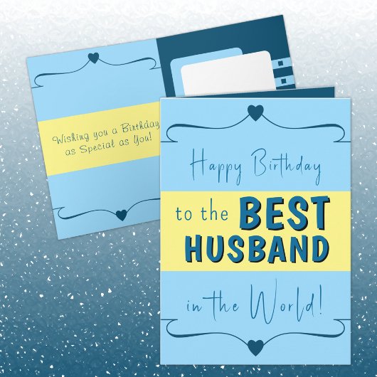 ハッピーバースデー最高の夫ブルーイエロー カード