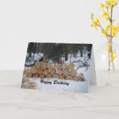 ハッピーバースデー木材 カード (黄色い花)