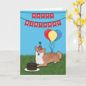 ハッピーバースデー柴犬ドッグカード カード (黄色い花)