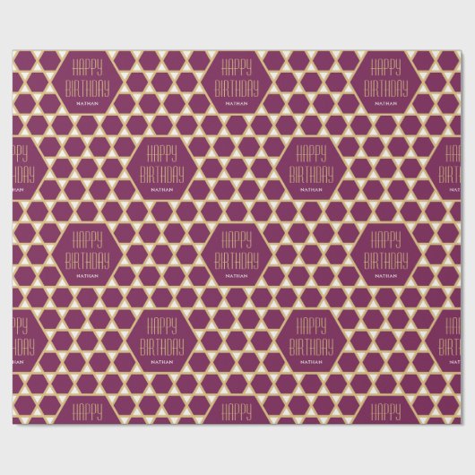 ハッピーバースデー梅の星模様パーソナライズされた ラッピングペーパー (フラット)
