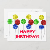 ハッピーバースデー棒つきキャンデー ポストカード (正面/裏面)