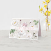 ハッピーバースデー植物性白バラグリーティングカード カード (黄色い花)