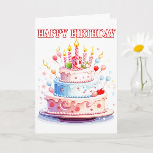 ハッピーバースデー楽しむ- The Cake カード (小さな植物)
