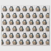 ハッピーバースデー標識付き猫 ラッピングペーパー (フラット)