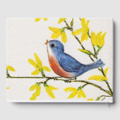 ハッピーバースデー歌う青い赤い鳥の黄色の花 ゲストブック (裏面)