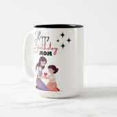 ハッピーバースデー母ミニマリスト ツートーンマグカップ (正面左)