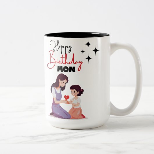ハッピーバースデー母ミニマリスト ツートーンマグカップ (右)