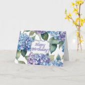 ハッピーバースデー水彩あじさい花 カード (黄色い花)