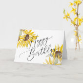 ハッピーバースデー水彩ひまわり カード (黄色い花)