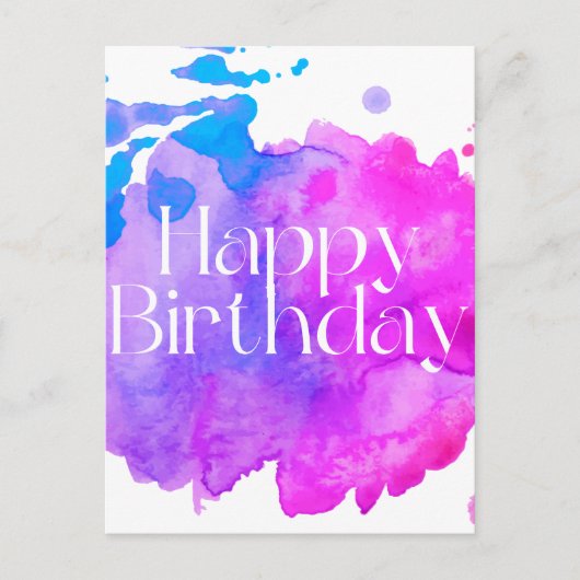 ハッピーバースデー水彩カード ポストカード (正面)