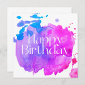 ハッピーバースデー水彩カード 招待状 (正面/裏面)