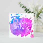 ハッピーバースデー水彩カード 招待状 (スタンド正面)