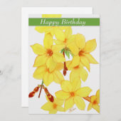ハッピーバースデー水彩ジャスミンフラワーカード シーズンカード (正面/裏面)