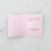 ハッピーバースデー水彩デイジーピンクシンプル色カード 招待状 (内部)