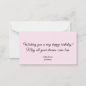 ハッピーバースデー水彩フローラピンククラシック ノートカード (裏面)