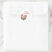 ハッピーバースデー水彩プロテアラベルセット ラウンドシール (バッグ)