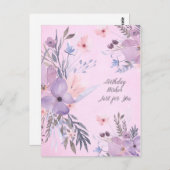 ハッピーバースデー水彩ワイルドフラワーポストカード ポストカード (正面/裏面)