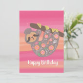 ハッピーバースデー水彩可愛いアジアンスロース カード (スタンド正面)