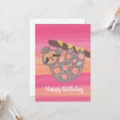 ハッピーバースデー水彩可愛いアジアンスロース カード (正面/裏面インサイチュ)