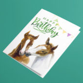 ハッピーバースデー水彩子馬馬 カード